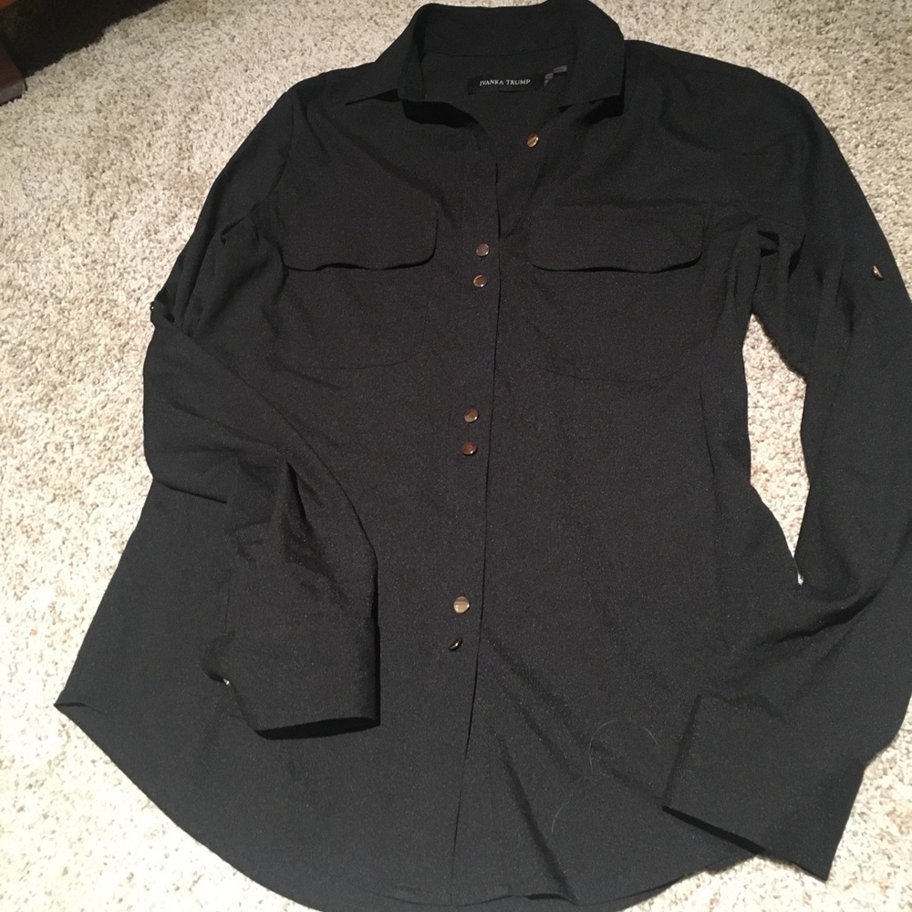 Ivanka trump buttoned shirt black gold buttons
